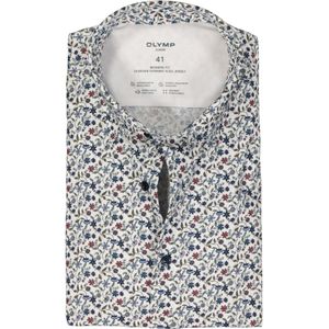 OLYMP 24/7 modern fit overhemd, tricot, olijfgroen dessin