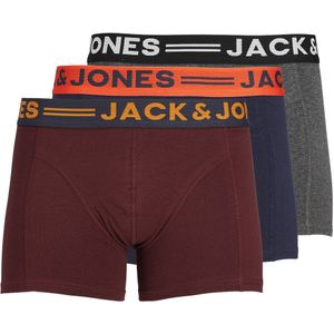 JACK & JONES Jaclichfield trunks (3-pack), heren boxers normale lengte, donkerrood -  Maat: XL