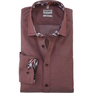 OLYMP Level 5 body fit overhemd, mouwlengte 7, structuur, steenrood