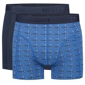 TEN CATE Basics men shorts (2-pack), heren boxers normale lengte, blauw en blauw dessin -  Maat: XL