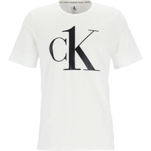 Calvin Klein CK ONE lounge T-shirt, heren lounge T-shirt O-hals, wit met logo -  Maat: XL