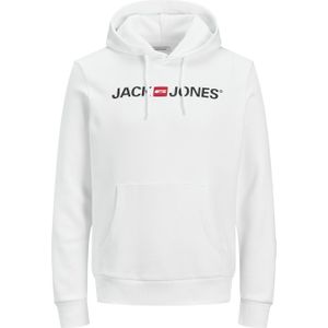 JACK & JONES Corp old logo sweat hood slim fit, heren hoodie katoenmengsel met capuchon, wit -  Maat: L