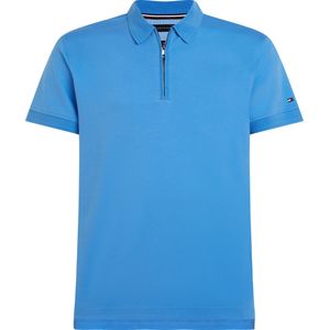 Tommy Hilfiger Dc Interlock Zip Slim Polo, heren poloshirt, middenblauw -  Maat: L