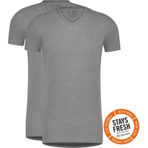 RJ Bodywear Everyday Venlo T-shirt (2-pack), heren T-shirt met V-hals, grijs -  Maat: XXL