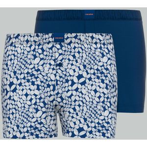 Ceceba heren boxershorts wijd model met gulp (2-pack), middenblauw dessin