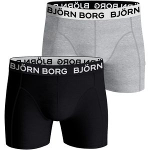 Bjorn Borg Cotton Stretch boxers, heren boxers normale lengte (2-pack), zwart en grijs