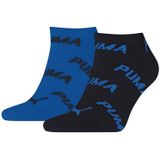 Puma - Unisex - Enkelsokken - Blauw - Grijs - 2-pack