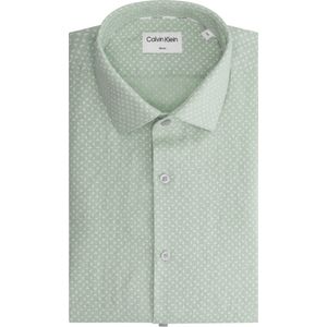 Calvin Klein slim fit overhemd, Linen Square Print Slim Shirt, groen dessin 45