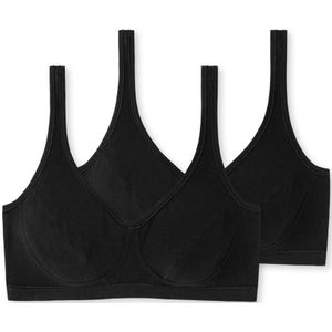 SCHIESSER 95/5 bralette (2-pack), dames bustier met cups biologisch katoen zwart