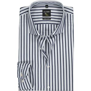 OLYMP No. 6 Six super slim fit overhemd, marine blauw met wit gestreept 40