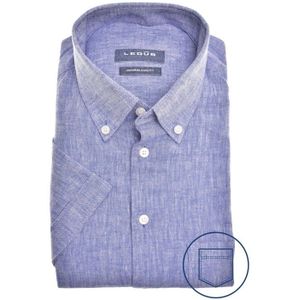Ledub modern fit overhemd, korte mouw, middenblauw