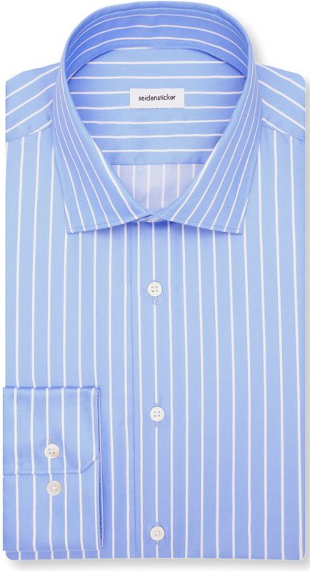 Seidensticker - Businessoverhemd - Zwart - Slim 1/1 Kent Kraag Gestreept