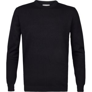 Michaelis heren trui katoenmengsel, slim fit trui met O-hals, zwart