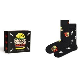 Happy Socks Blast Off Burger Socks Gift Set (2-pack), unisex sokken in cadeauverpakking - Unisex - Maat: 41-46
