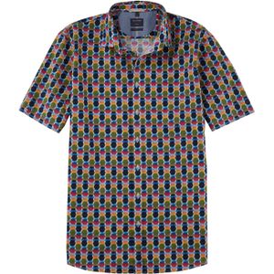 OLYMP Casual modern fit overhemd, korte mouw, popeline, blauw dessin