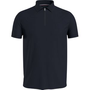 Tommy Hilfiger Dc Interlock Zip Slim Polo, heren poloshirt, donkerblauw