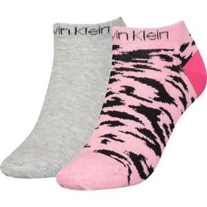 Calvin Klein Sneaker Leopard (2-pack), dames enkelsokken, roze melange -  Maat: One size
