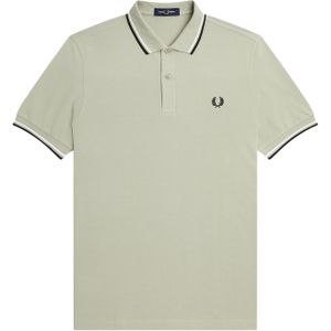 Fred Perry M3600 polo twin tipped shirt, pique, Seagrass / Snow White / Black -  Maat: L