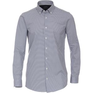 VENTI - Body Fit Overhemd - Blauw Dessin - Strijkvriendelijk