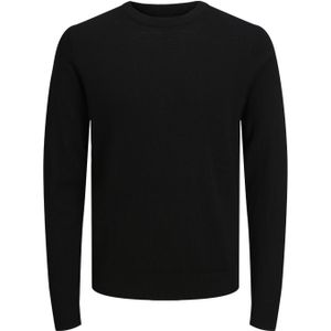 JACK & JONES Mark merino knit crew neck slim fit, heren pullover wol met O-hals, zwart -  Maat: XXL