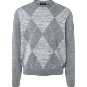 MAERZ Classic Fit heren trui met O-hals wol, grijs