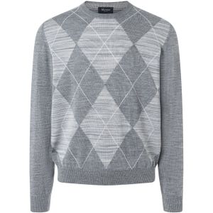 MAERZ Classic Fit heren trui met O-hals wol, grijs