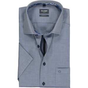 OLYMP modern fit overhemd, korte mouw, structuur, marine blauw (contrast) 44