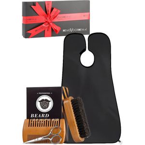 Mannen met baard cadeauset, baardschort met baard en kamset