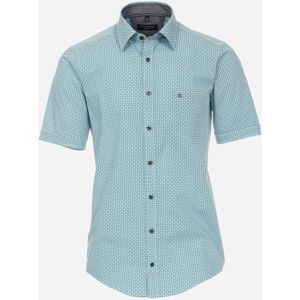 CASA MODA Sport casual fit overhemd, korte mouw, popeline, turquoise dessin 51/52
