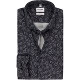 OLYMP - Level 5 - Body Fit Overhemd - Zilvergrijs Dobby - Mouwlengte 7 - Strijkvriendelijk