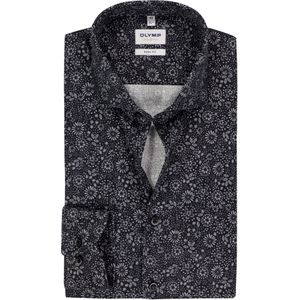 OLYMP - Level 5 - Body Fit Overhemd - Zilvergrijs Dobby - Mouwlengte 7 - Strijkvriendelijk