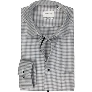 ETERNA comfort fit overhemd, twill, antraciet grijs geruit (contrast)