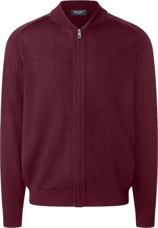 MAERZ Classic Fit heren vest met rits wol, bordeaux rood
