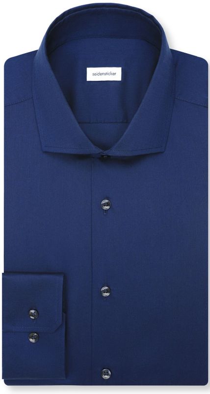 Seidensticker - 845332 - Chemise - Blauw - Lange Mouwen - Coupe Droite