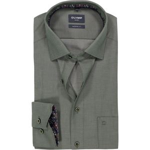 OLYMP Luxor modern fit overhemd, structuur, grijsgroen