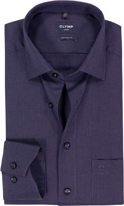 OLYMP - Luxor - Overhemd - Paars - Strijkvrij - Boordmaat 39