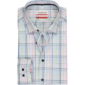 MARVELIS modern fit overhemd, mouwlengte 7, wit, roze, blauw en groen geruit (contrast) 43