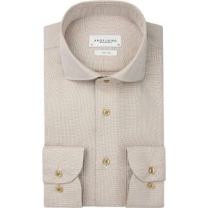 Profuomo - Slim Fit - Heren Overhemd - Beige - Dobby