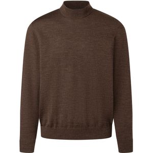 MAERZ Classic Fit heren trui met turtleneck wol, donkerbruin