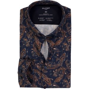 OLYMP - 24/7 Luxor - Overhemd - Marine Blauw - Strijkvriendelijk