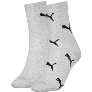 Puma Cat Logo Sock (2-pack), dames sokken, grijs melange combi dessin
