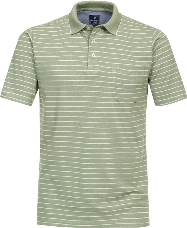 Redmond regular fit heren polo, jersey, groen gestreept