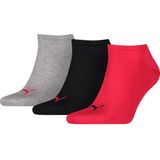 Puma Unisex Sneaker Plain (3-pack), unisex enkelsokken, zwart, rood -  Maat: 47-49