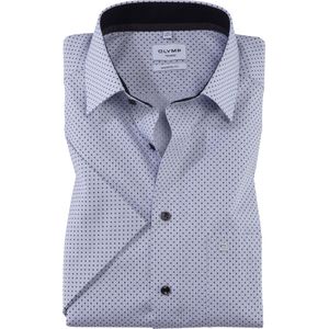 OLYMP Tendenz modern fit overhemd, korte mouw, popeline, zilvergrijs dessin
