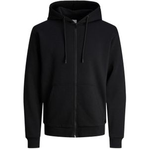 JACK & JONES Bradley sweat zip hood regular fit, heren sweatvest katoenmengsel met capuchon, zwart -  Maat: XS