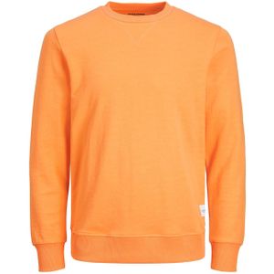JACK & JONES Basic sweat crew neck regular fit, heren sweatshirt katoenmengsel met O-hals, oranje -  Maat: L