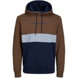 JACK & JONES Reid blocking sweat hood regular fit, heren hoodie katoenmengsel met capuchon, camel bruin -  Maat: XXS