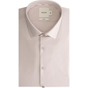 Calvin Klein slim fit overhemd, popeline, beige met wit dessin