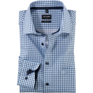 OLYMP Luxor modern fit overhemd, popeline, bleu dessin
