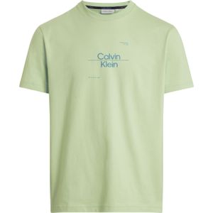 Calvin Klein Optic Line Logo T-shirt, heren T-shirt korte mouw O-hals, groen -  Maat: XS